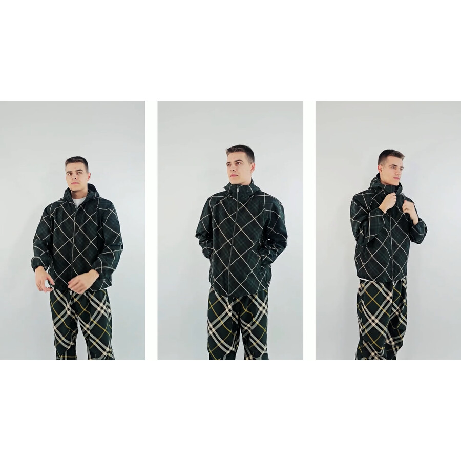 Burberry Check Hooded Zip-Up Jacket, Size Small 8090299 - Clothing