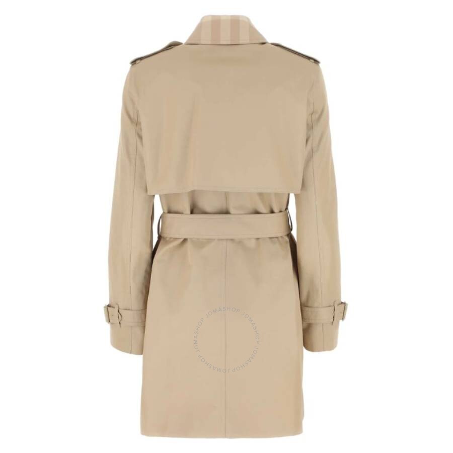 Burberry Check Panel Belted Waist Cotton Trench Coat