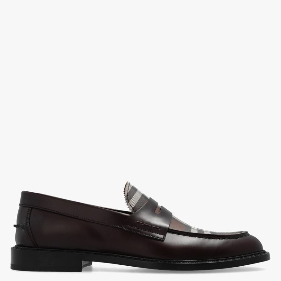 Burberry Green Fabric Slip-On Loafers