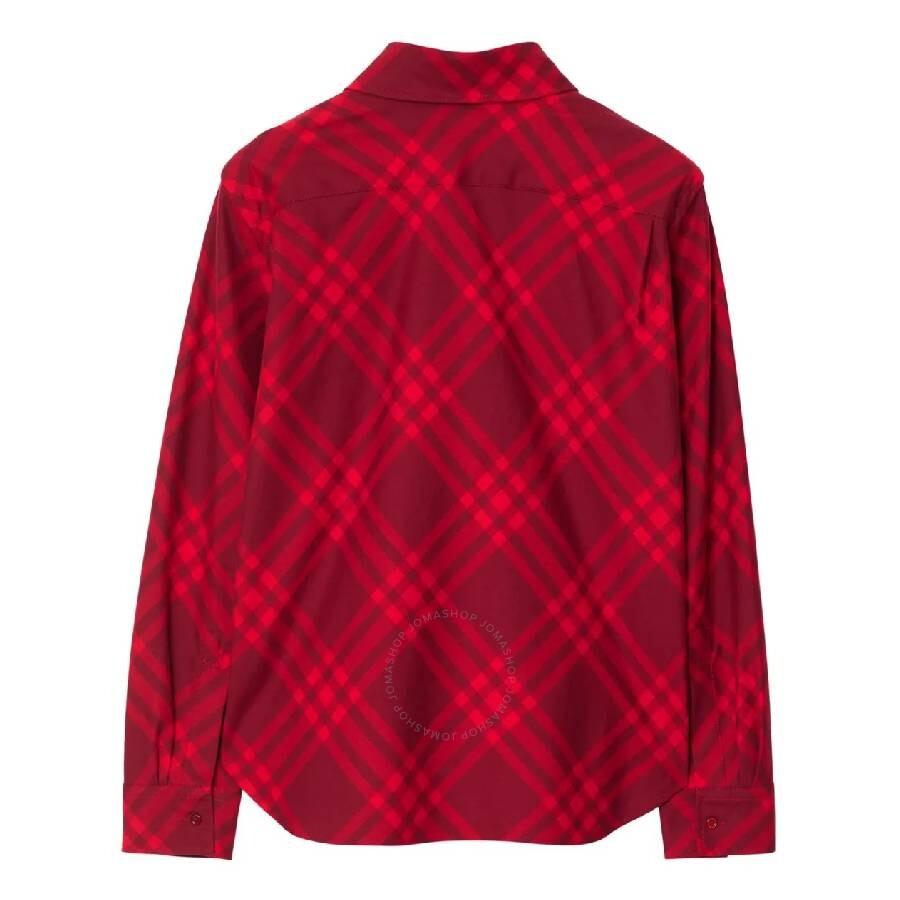 Burberry Womens Ripple Ip Check Check-pattern Pleated-cuff Cotton Shirt
