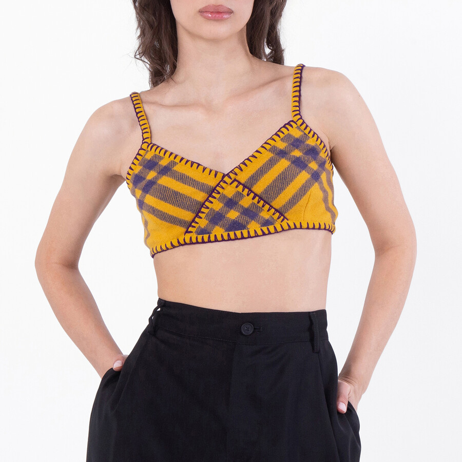 Check Pattern Wool Bralet Top