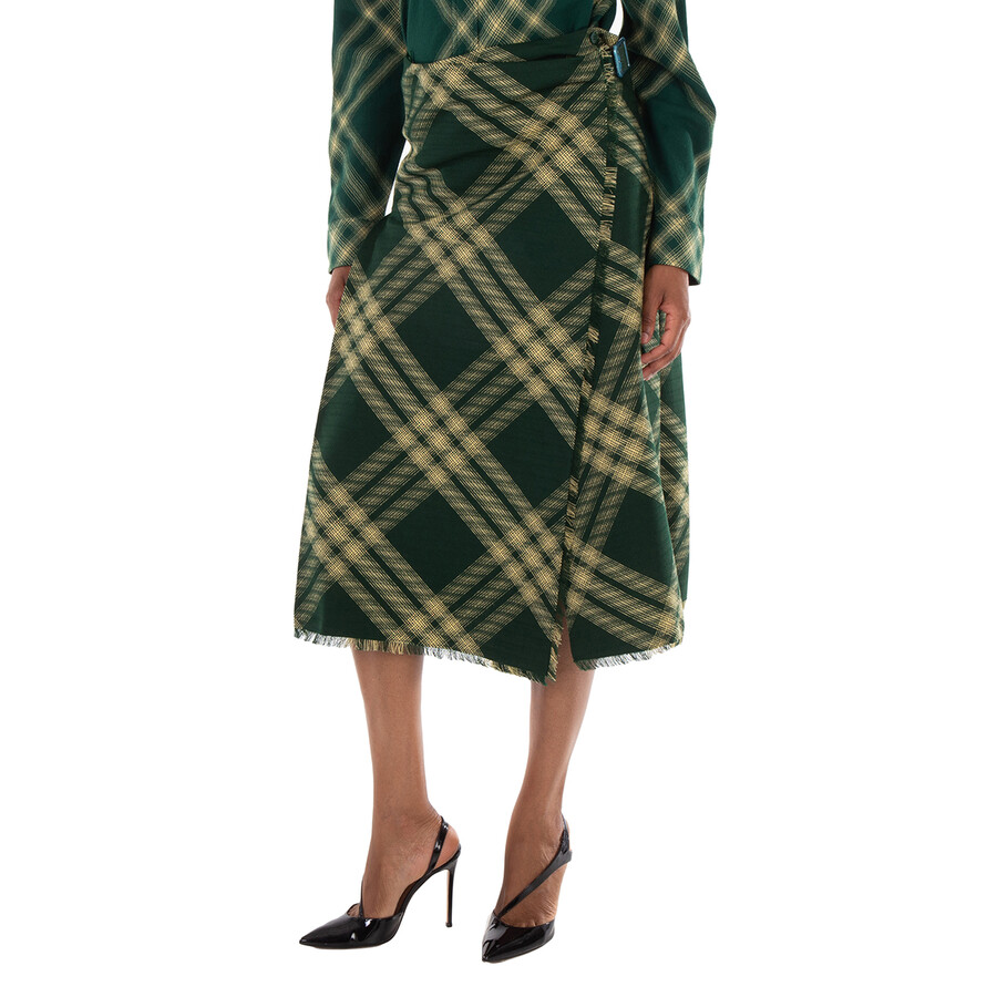 Check Pattern Wool Skirt, Brand Size 4 (US Size 2)