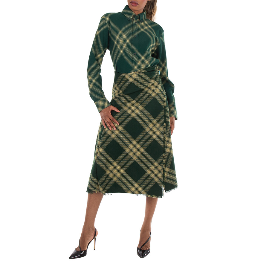 Check Pattern Wool Skirt, Brand Size 4 (US Size 2)
