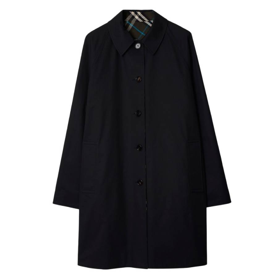 Burberry Check Reversible Gabardine Car Coat, Brand Size 50 ( US