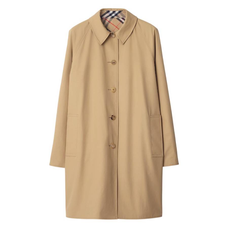 Burberry Check Reversible Gabardine Car Coat, Brand Size 48 ( US