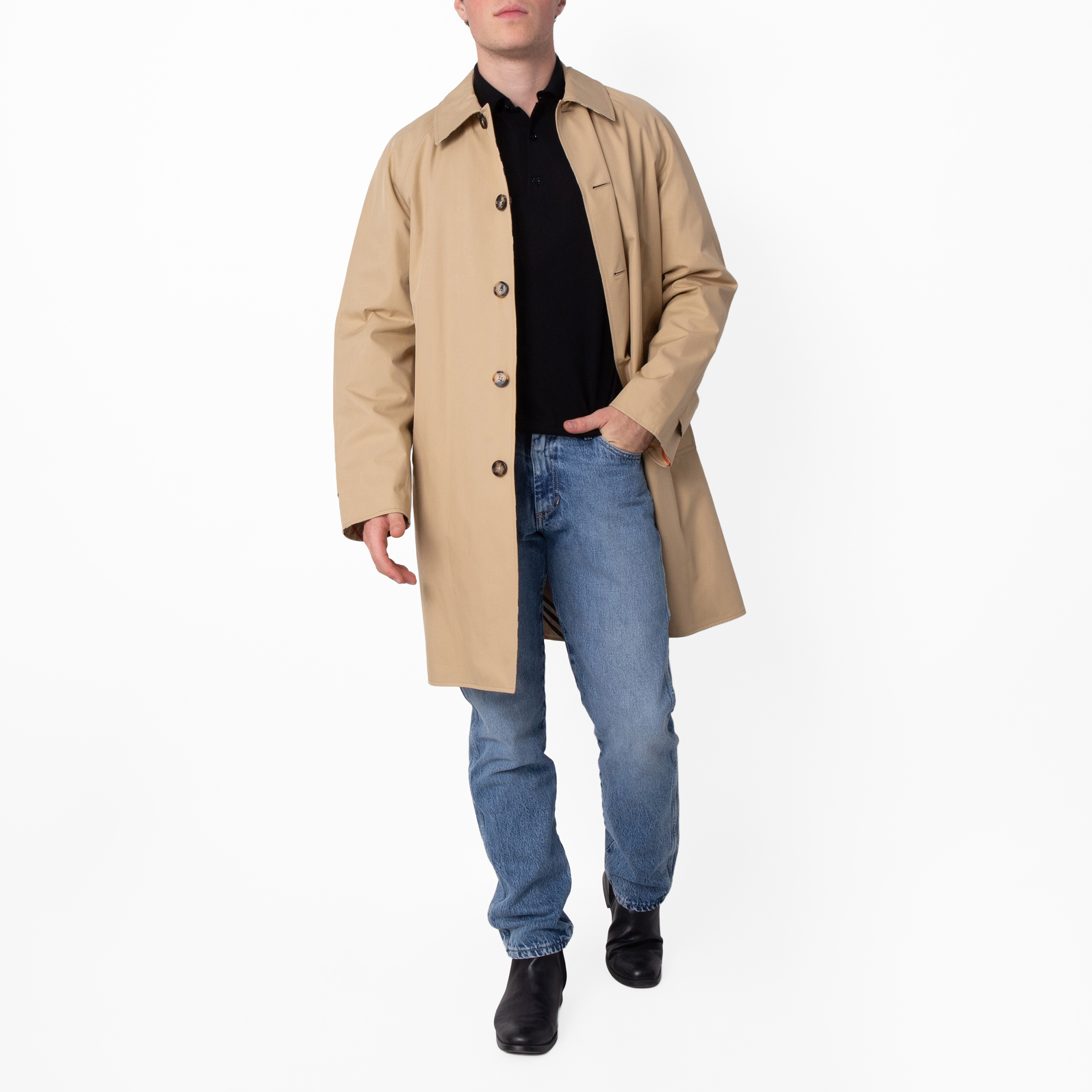 Burberry Check Reversible Gabardine Car Coat, Brand Size 48 ( US