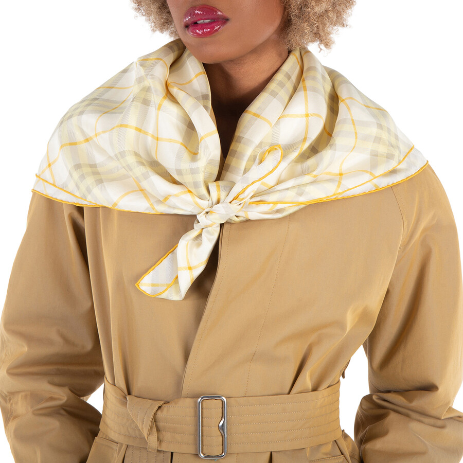 Burberry Check Silk Square Scarf in Wheat 8090592