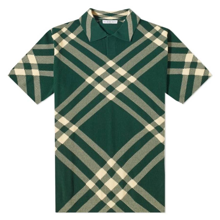 Burberry Check Wool Blend Polo Shirt, Size X-Small 8081092