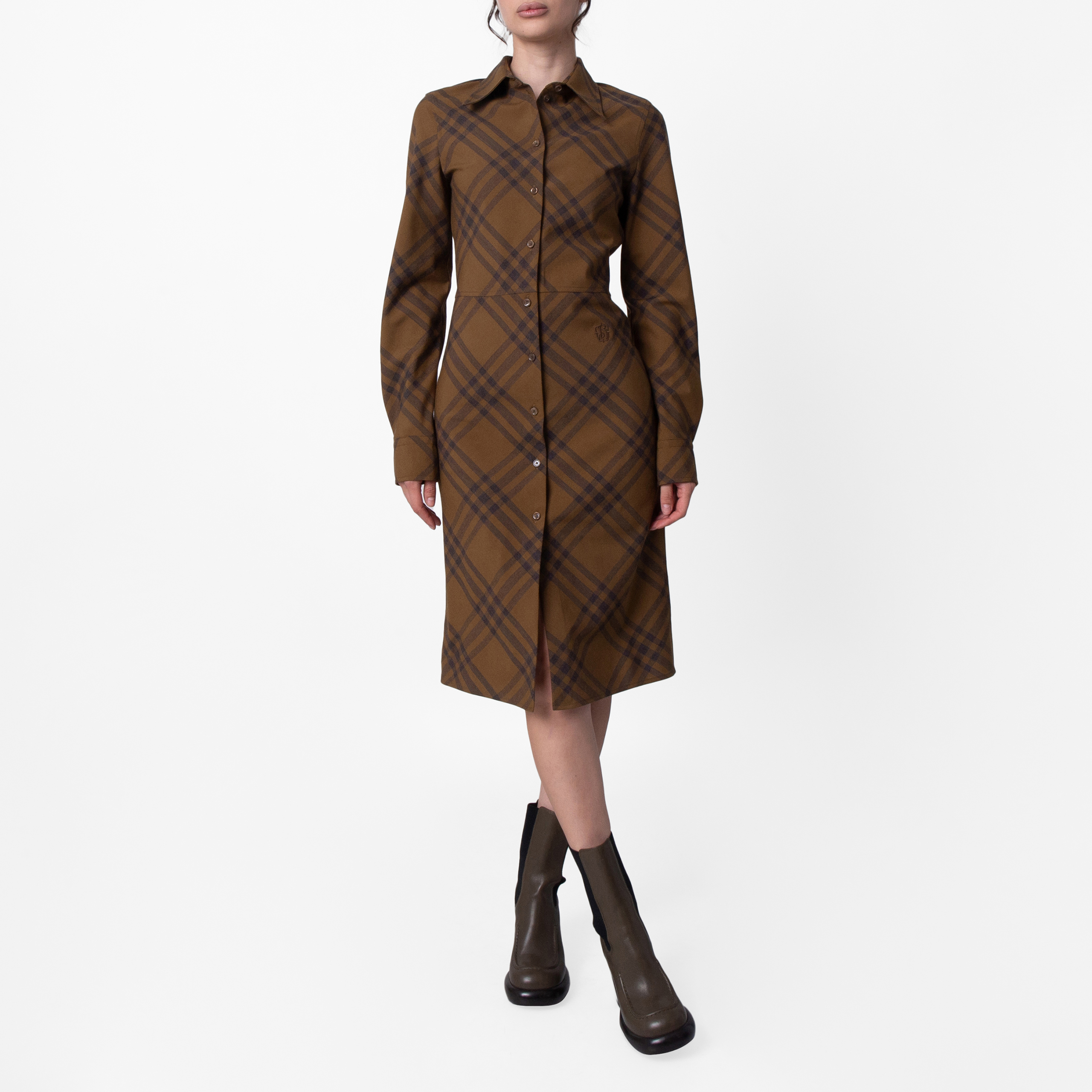 Burberry Check Wool Blend Shirt Dress, Brand Size 8 ( US Size 6