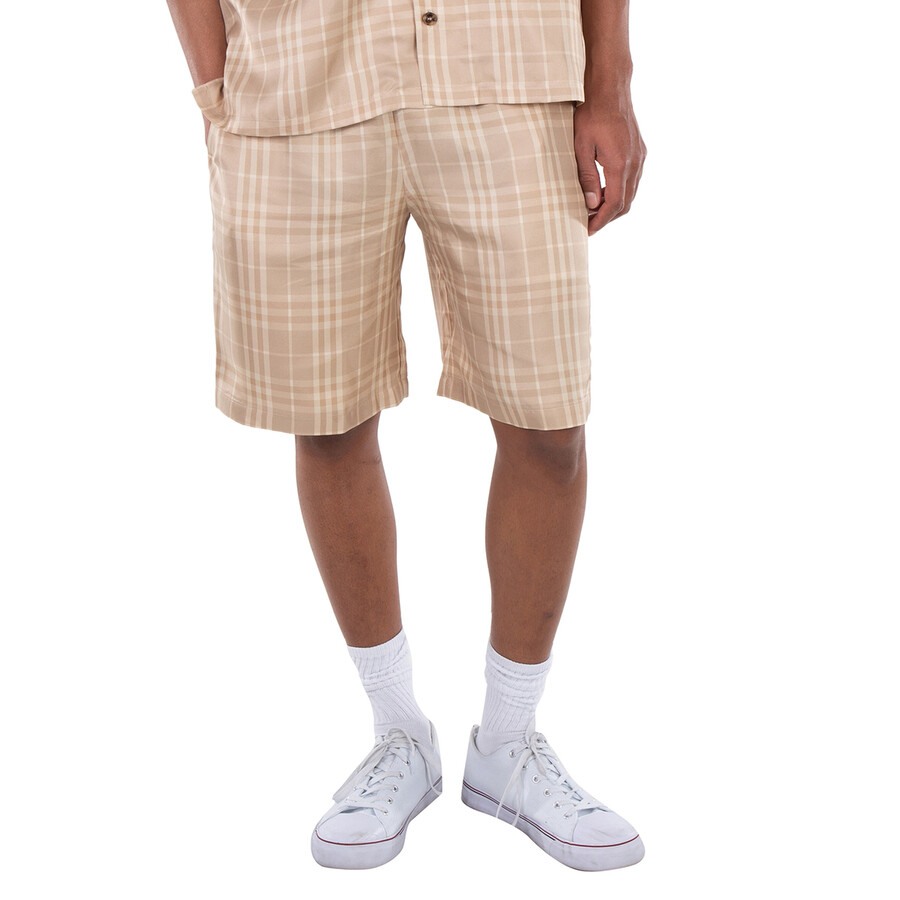 Checked Elasticated-Waist Shorts
