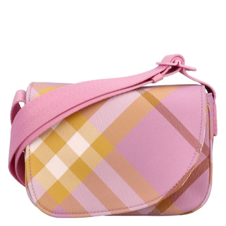 Burberry Checked Foldover-top Courier Bag In Pink