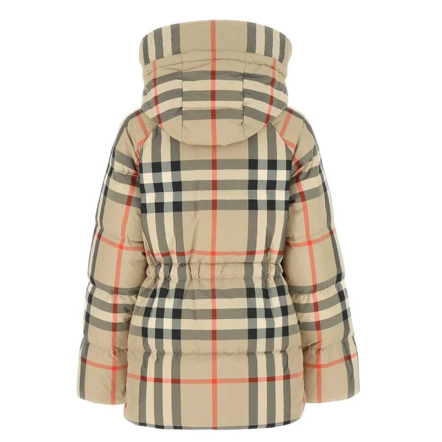 Burberry Checked Hooded Puffer Jacket In Brown