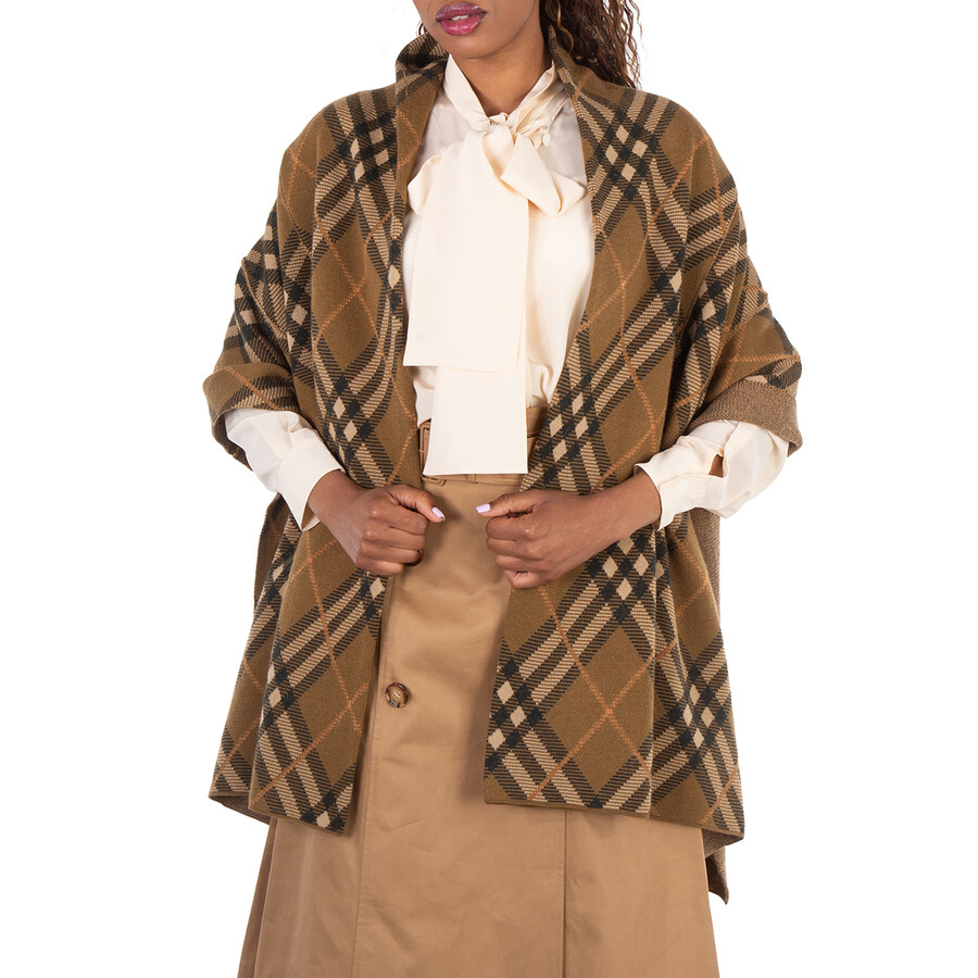 Burberry Checked Wool Cape 8098912 5045707808660 - Clothing
