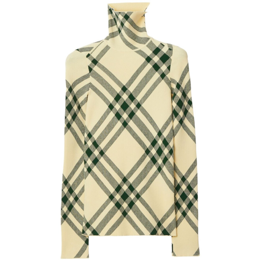 Check-Pattern High-Neck Jumper