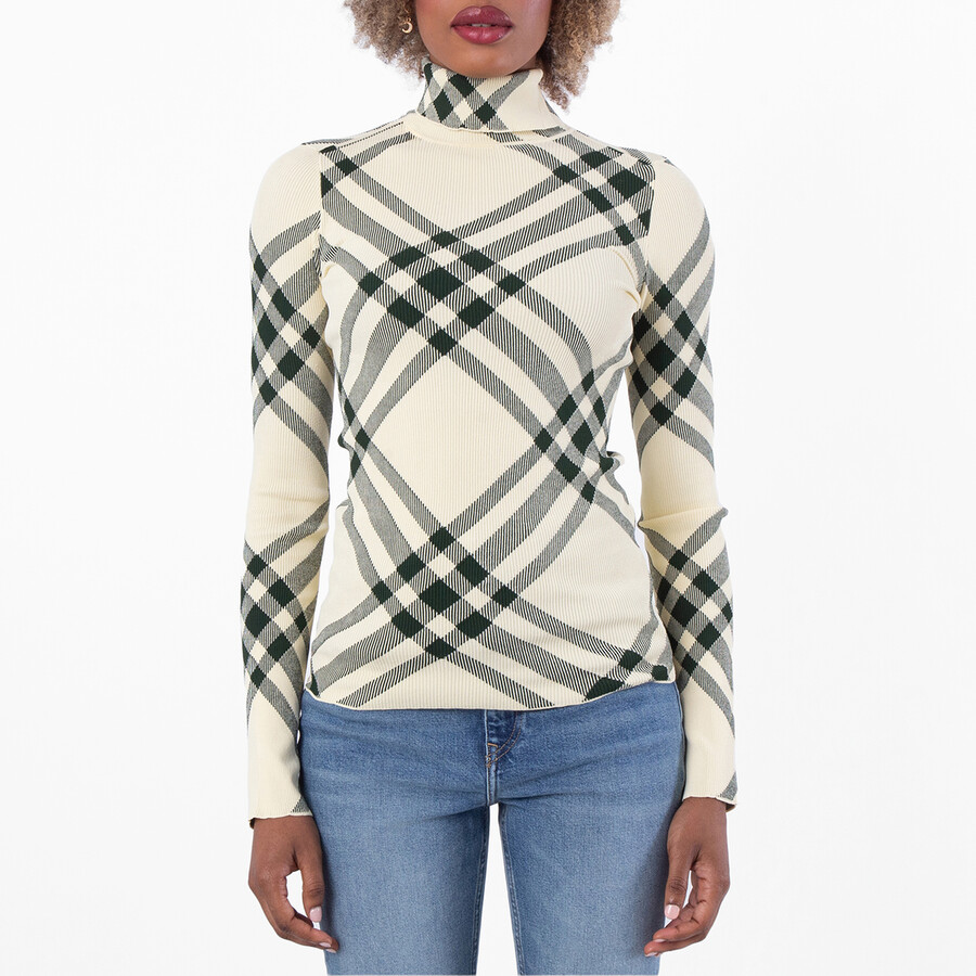 Check-Pattern High-Neck Jumper