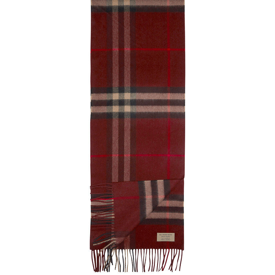 Burberry Classic Cashmere Scarf in Check Claret Apparel