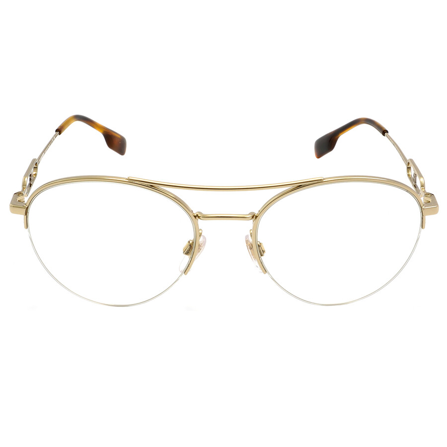 Shop Burberry Clear Blue Light Filter Pilot Ladies Eyeglasses Be1354 1320 53 In Blue / Gold