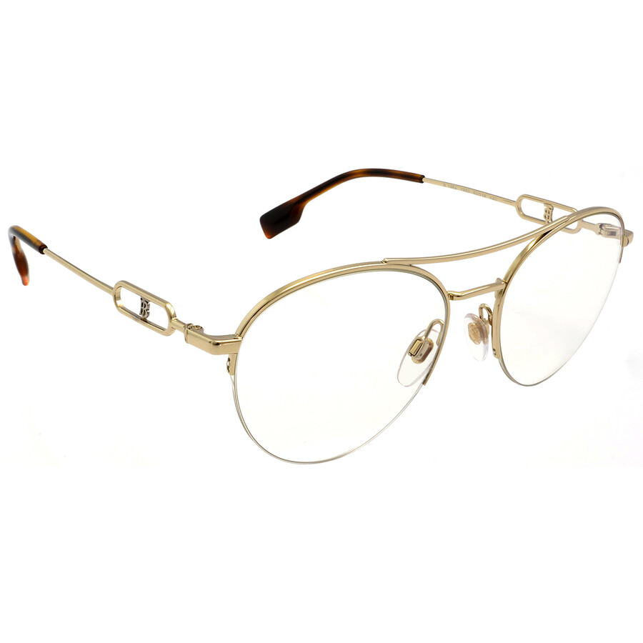 Shop Burberry Clear Blue Light Filter Pilot Ladies Eyeglasses Be1354 1320 53 In Blue / Gold