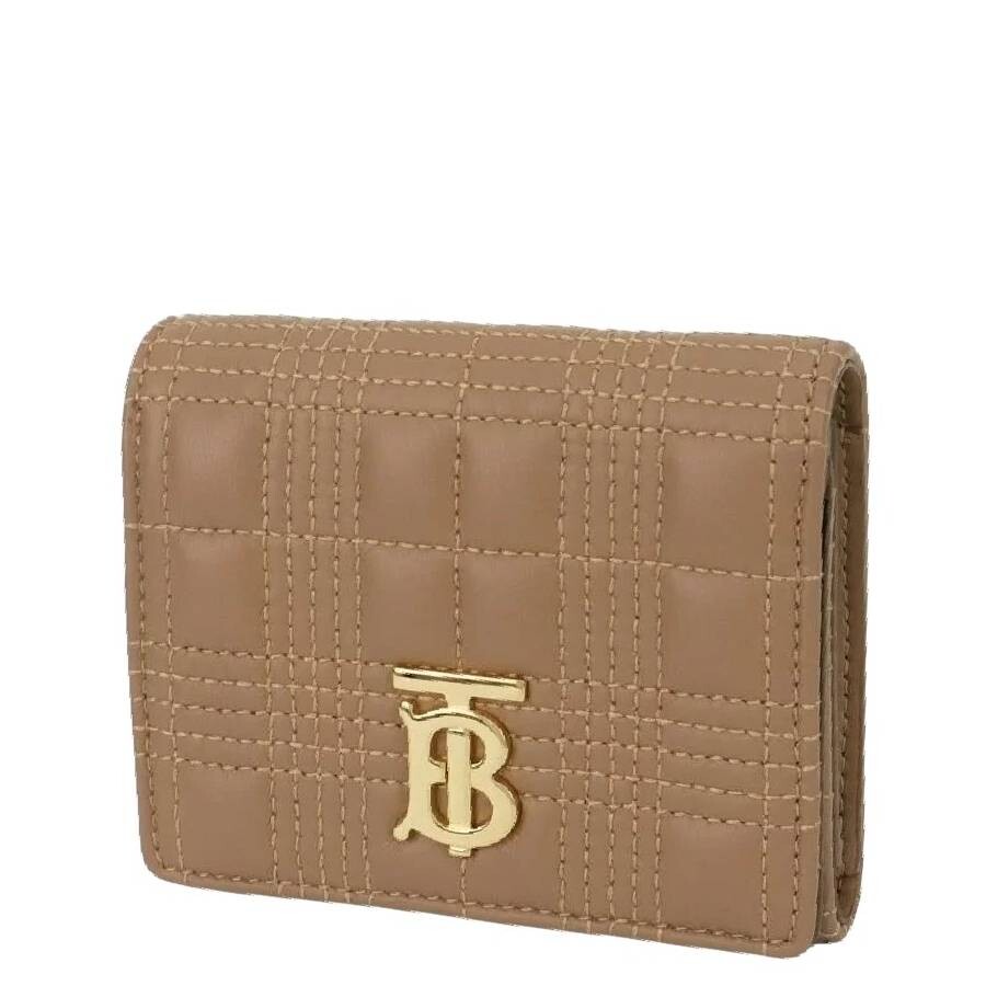 折りたたみ財布 Burberry Highlands Compact Wallet With Leather Inserts Highlands Compact Wallet in Sand - Women, Cotton, Linen