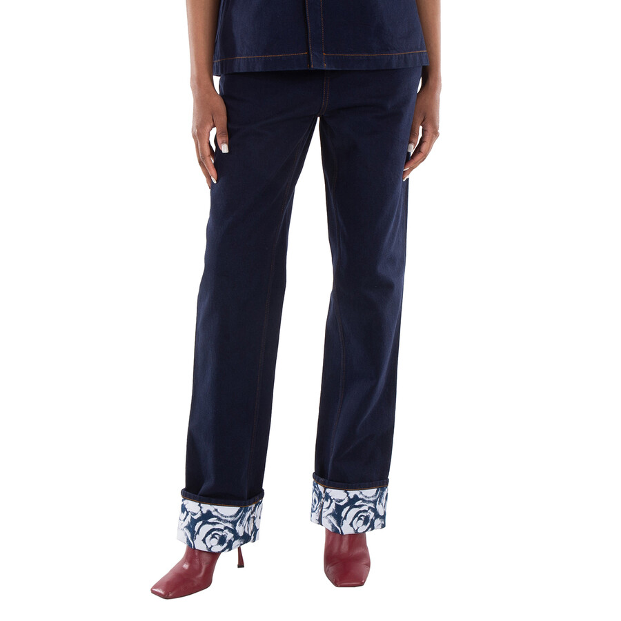 デニム・ジーパン Burberry JEANS (8080778 A1503) Burberry Contrast Cuff Boyfriend Denim Trousers, Waist Size
