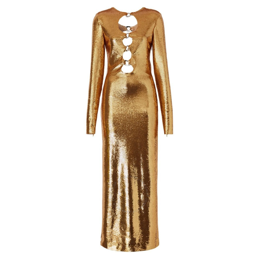 Burberry Corrine Sequin Cut-out Maxi Dress - Gold In Gold Tone