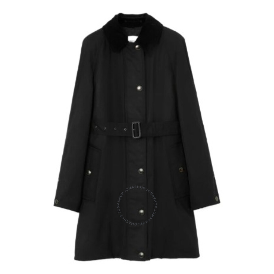 Burberry Cotton Ekd Embroidered Waxed Coat In Black