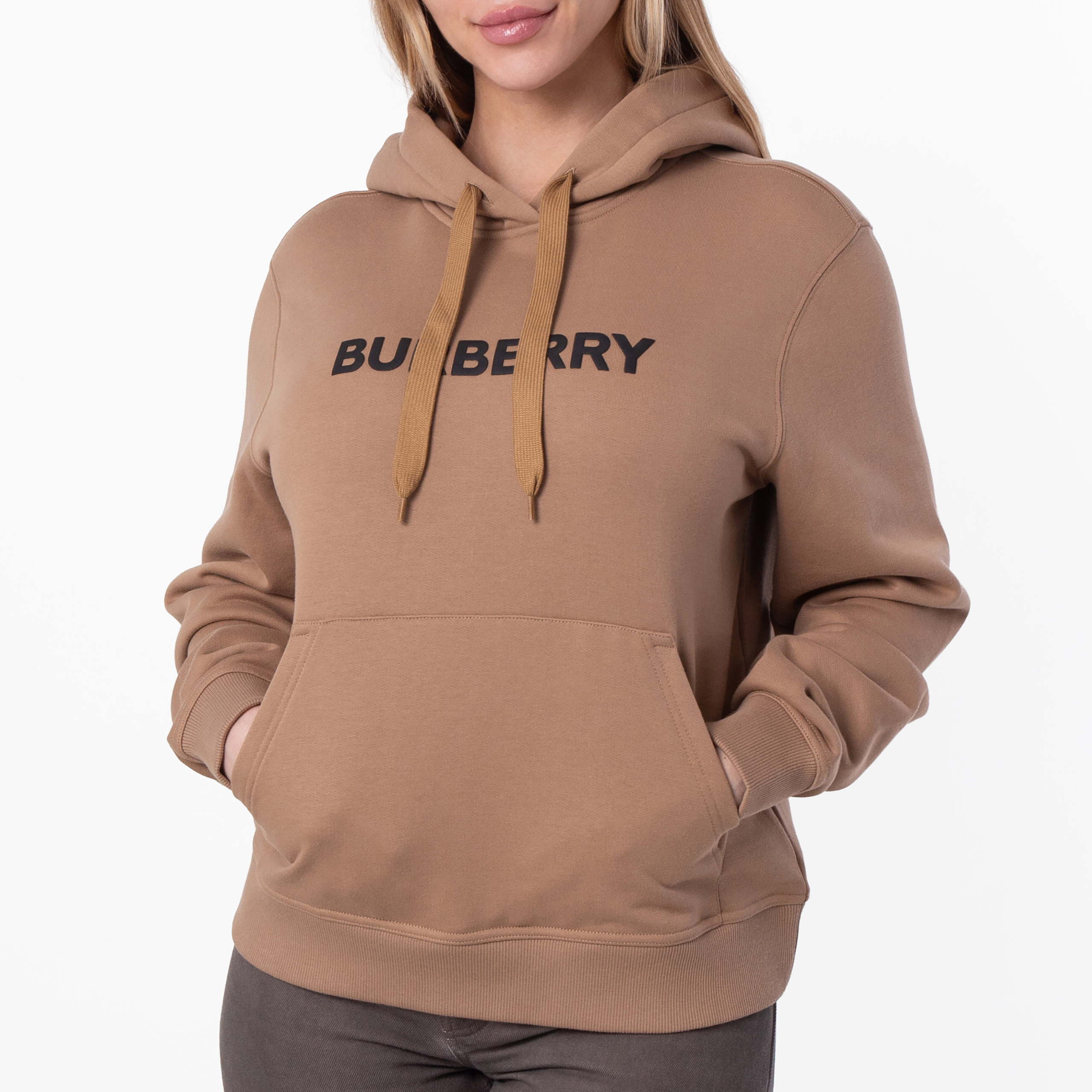 Burberry Cotton Logo Relaxed-Fit Hoodie, Size Small 8060702