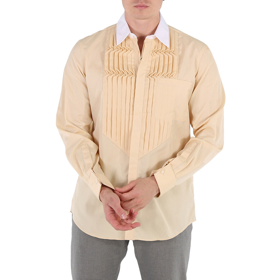 Cotton Poplin Classic Fit Pleated Bib Dress Shirt