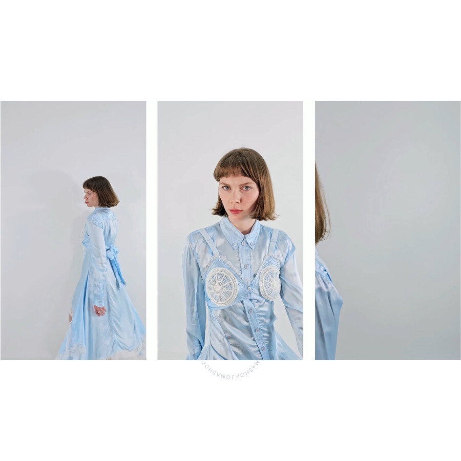Burberry Crinkled Effect Long Sleeve Dress, Brand Size 6 (US