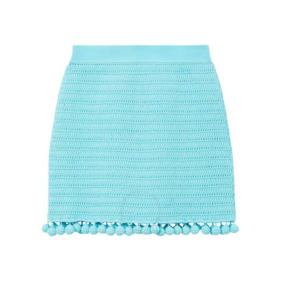 Burberry Crochet-knit Straight Skirt In Blue