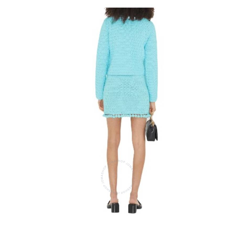Burberry Crochet-knit Straight Skirt In Blue