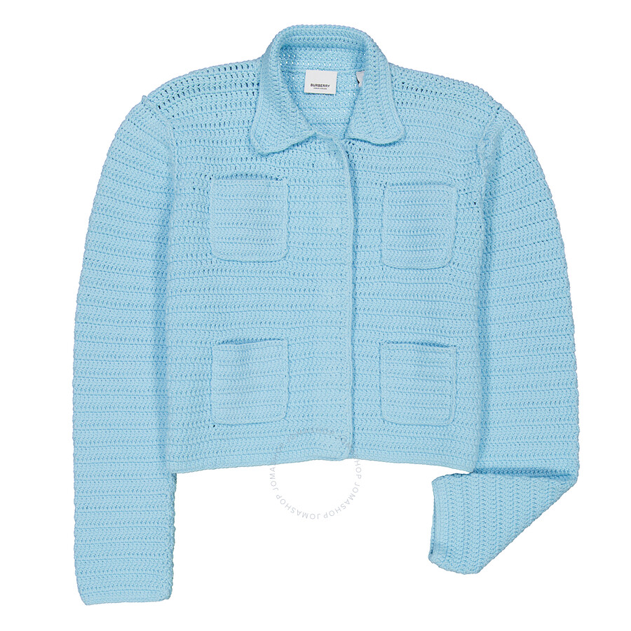 Burberry Crochet Technical Cotton Jacket In Blue