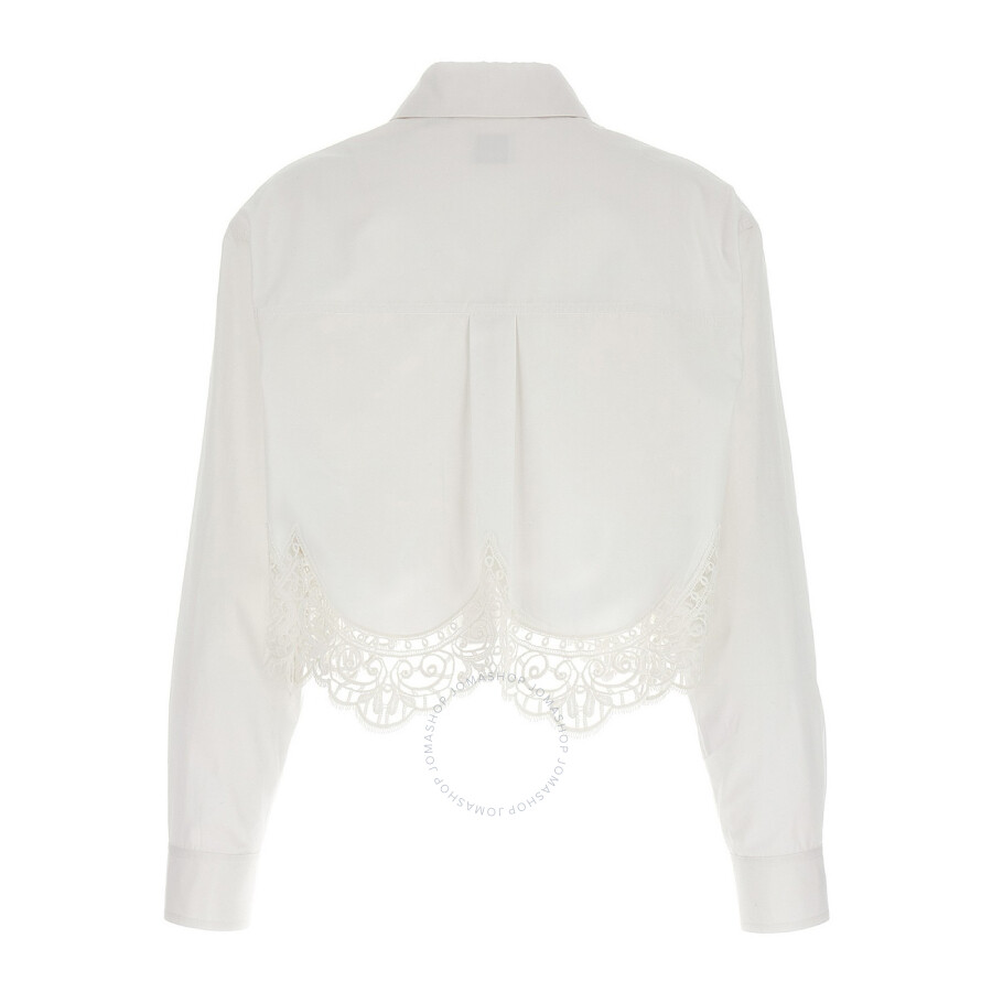 Burberry Cropped Macrame-lace Shirt In White