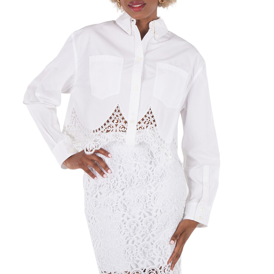 Cropped Macrame-Lace Shirt