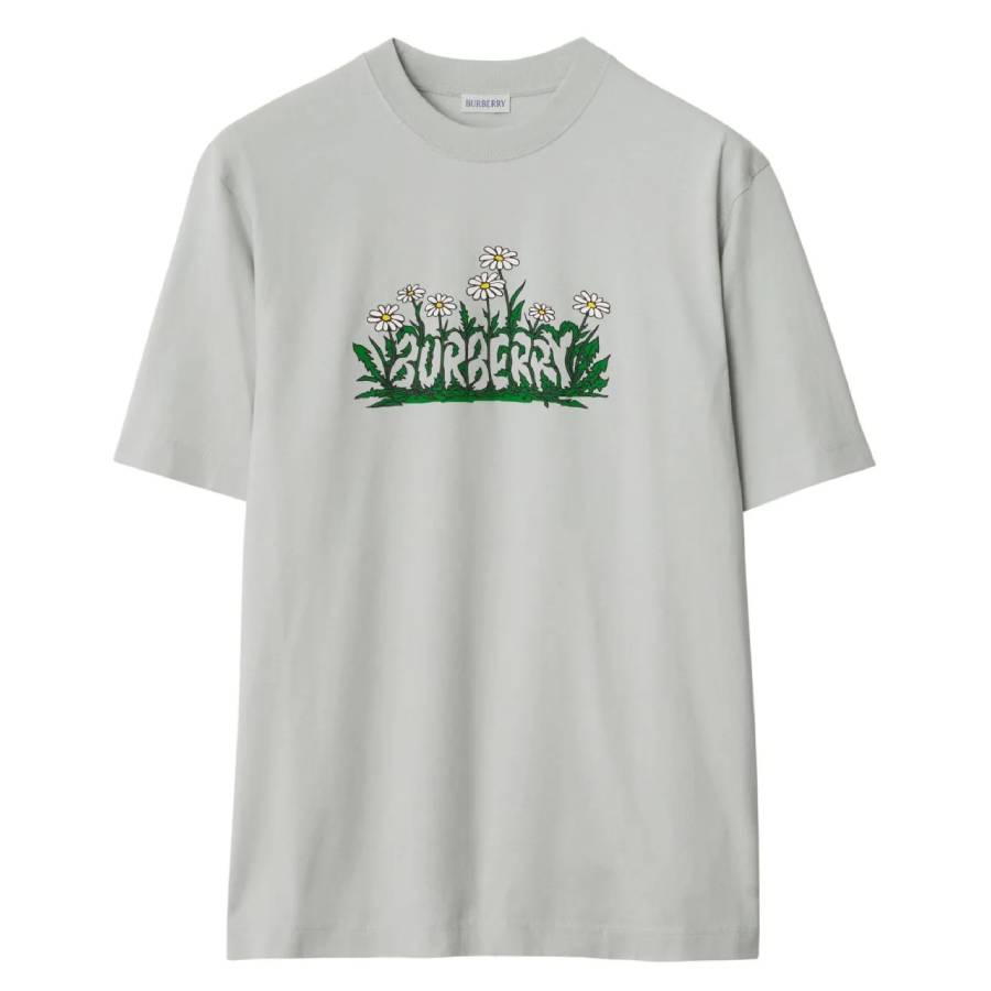 Burberry Daisy Logo Print Cotton T Shirt, Size Medium 8104901