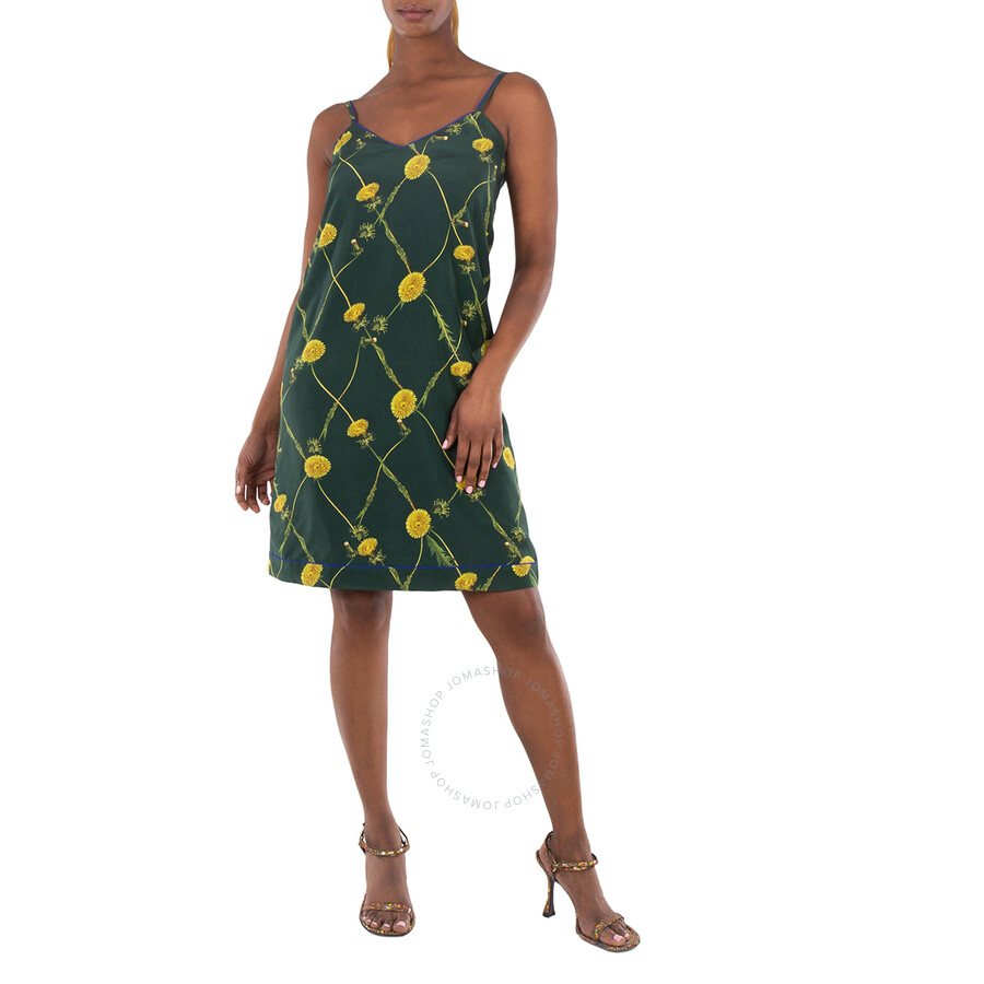 Burberry Dandelion Print Silk Dress, Brand Size 2 (US Size 0