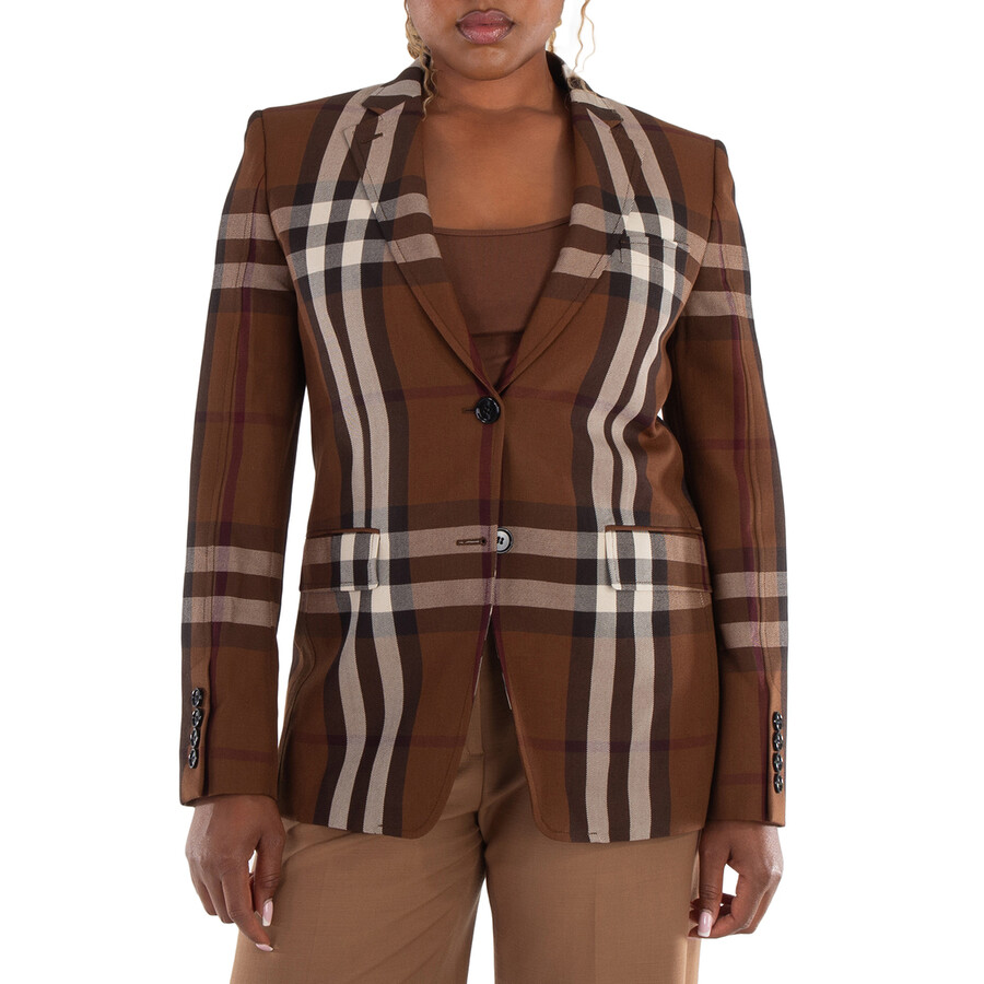 Dark Birch Brow Giant Check Blazer Jacket