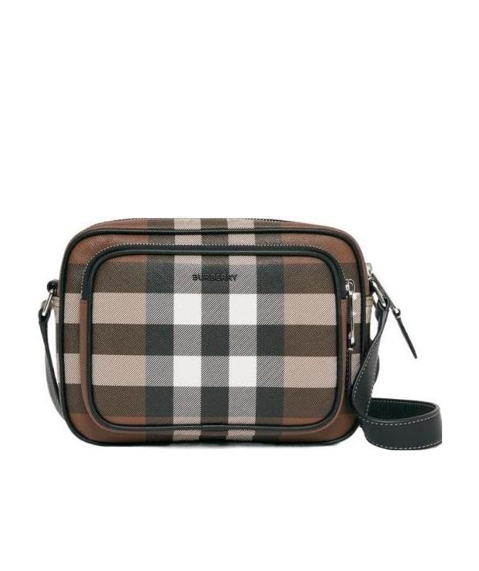 Burberry Dark Birch Brown Check-Print Compact Messenger Bag