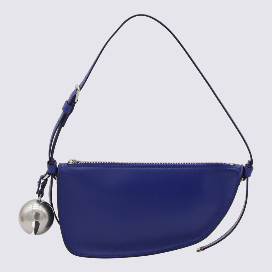 Burberry Dark Blue Shield Leather Shoulder Bag In Blue