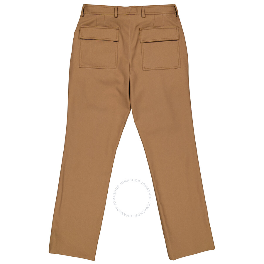 Shop Burberry Dark Walnut Wool Twill Zip Detail Pleated Trousers