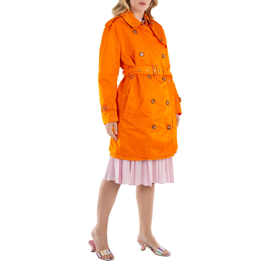 Burberry Deep Orange Whetstone Water Resistant Nylon Trench Coat In Orange
