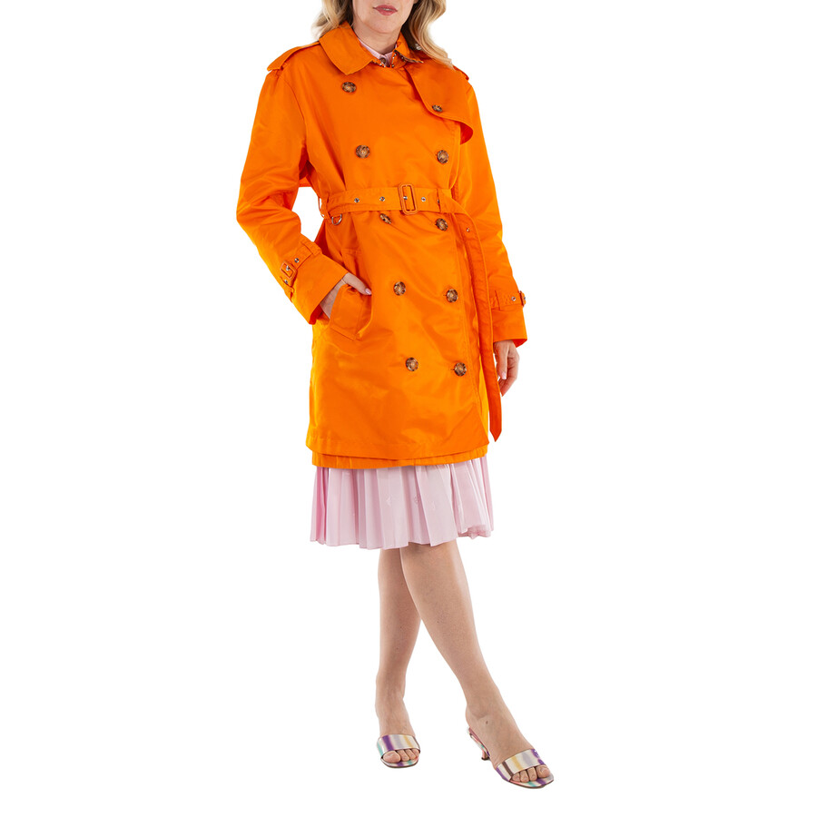 Burberry Deep Orange Whetstone Water Resistant Nylon Trench Coat In Orange