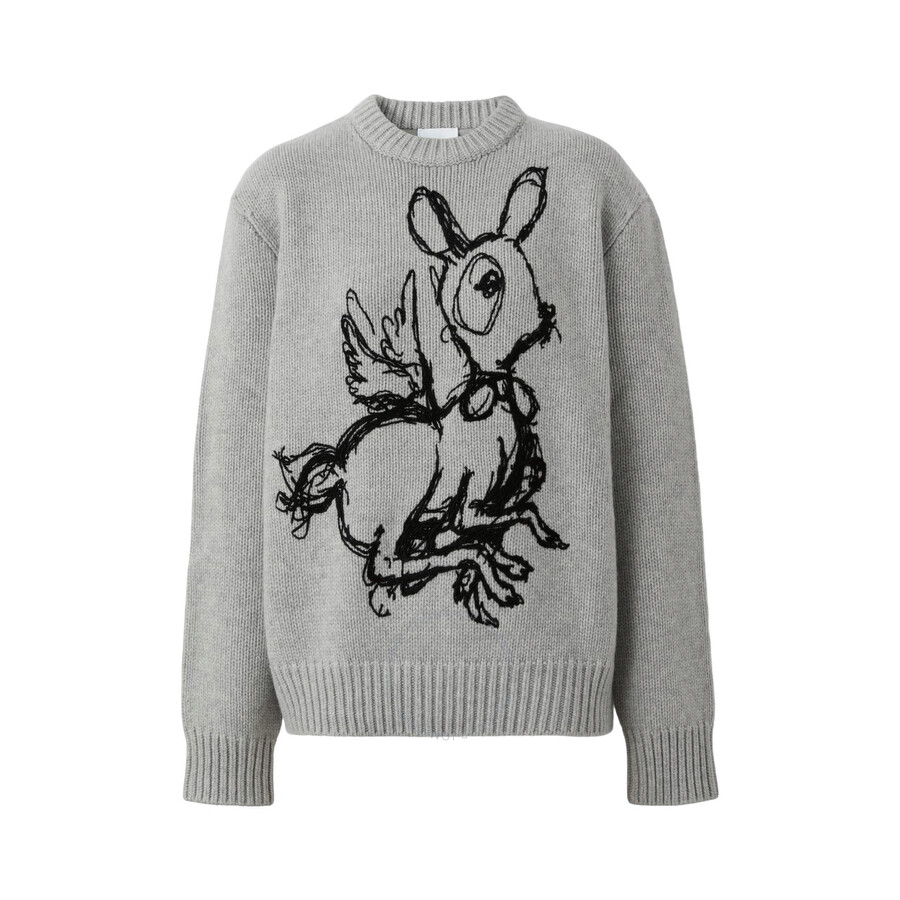 Burberry Deer Graphic Cashmere Sweater, Size Medium 8063226