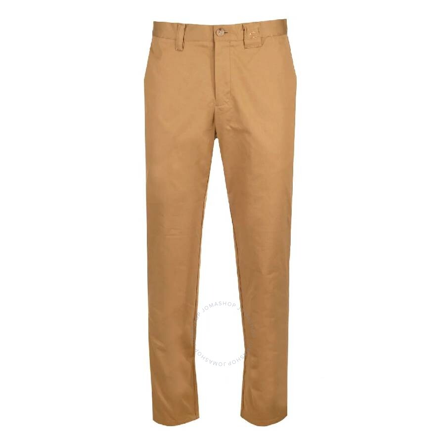 Burberry Logo-tag Cotton Straight-leg Trousers In Yellow
