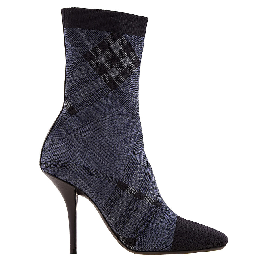 Burberry Dolman Check-pattern Sock Ankle Boots In Grey