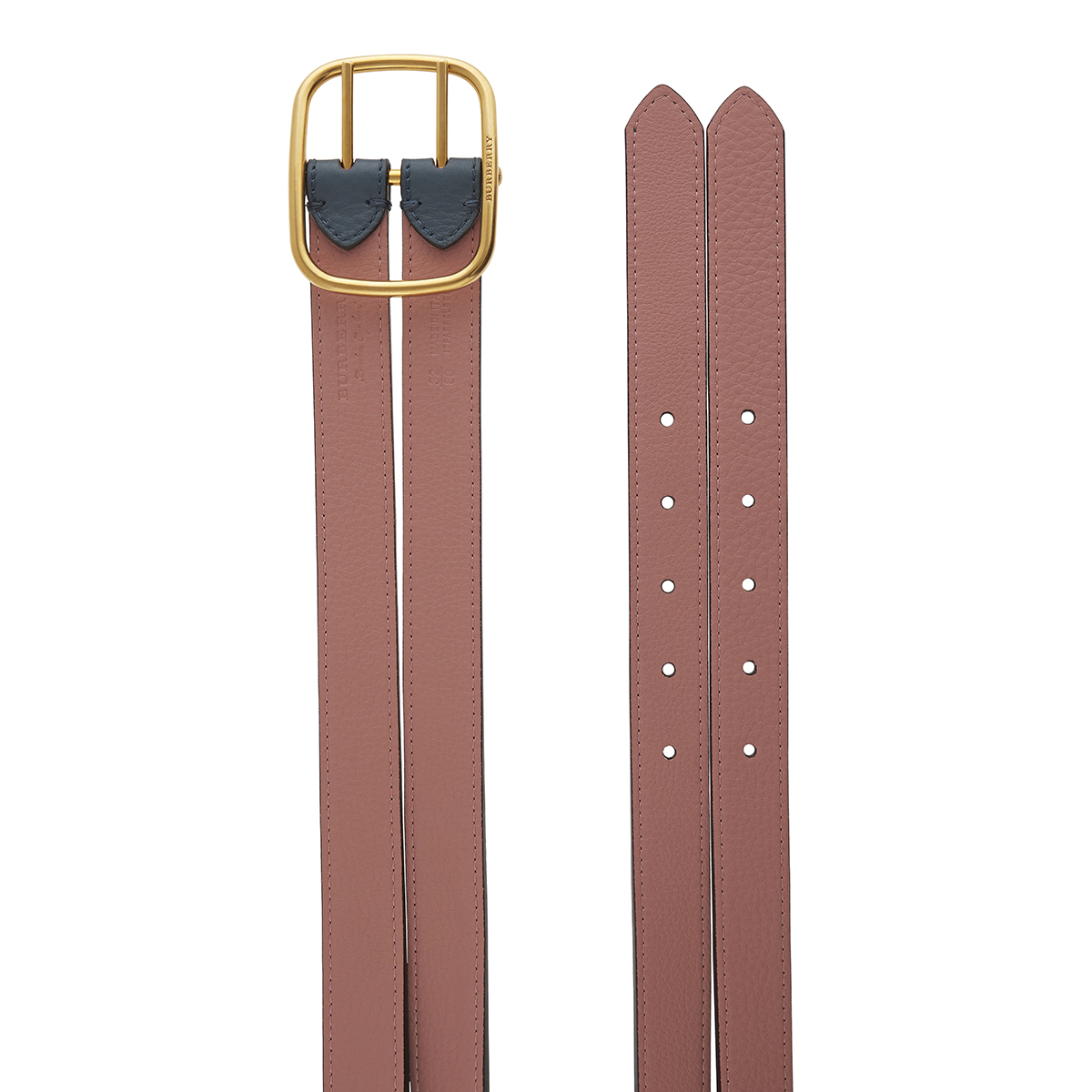 Double-strap Leather Belt In Dark Cyan And Dusty Rose – On  display picture 3