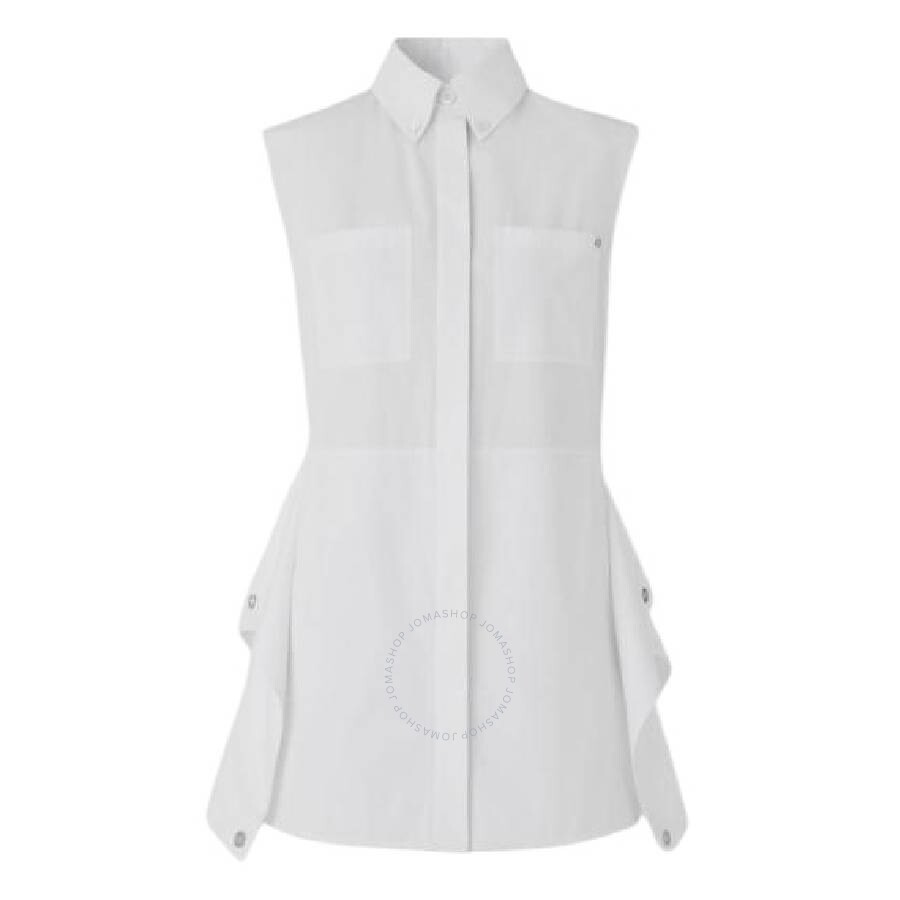 Burberry Draped Panel Sleeveless Shirt In White
