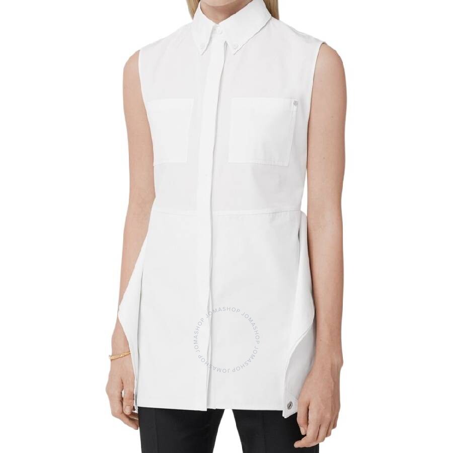 Burberry Draped Panel Sleeveless Shirt In White