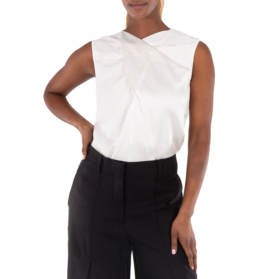 Draped Satin-back Crepe Top
