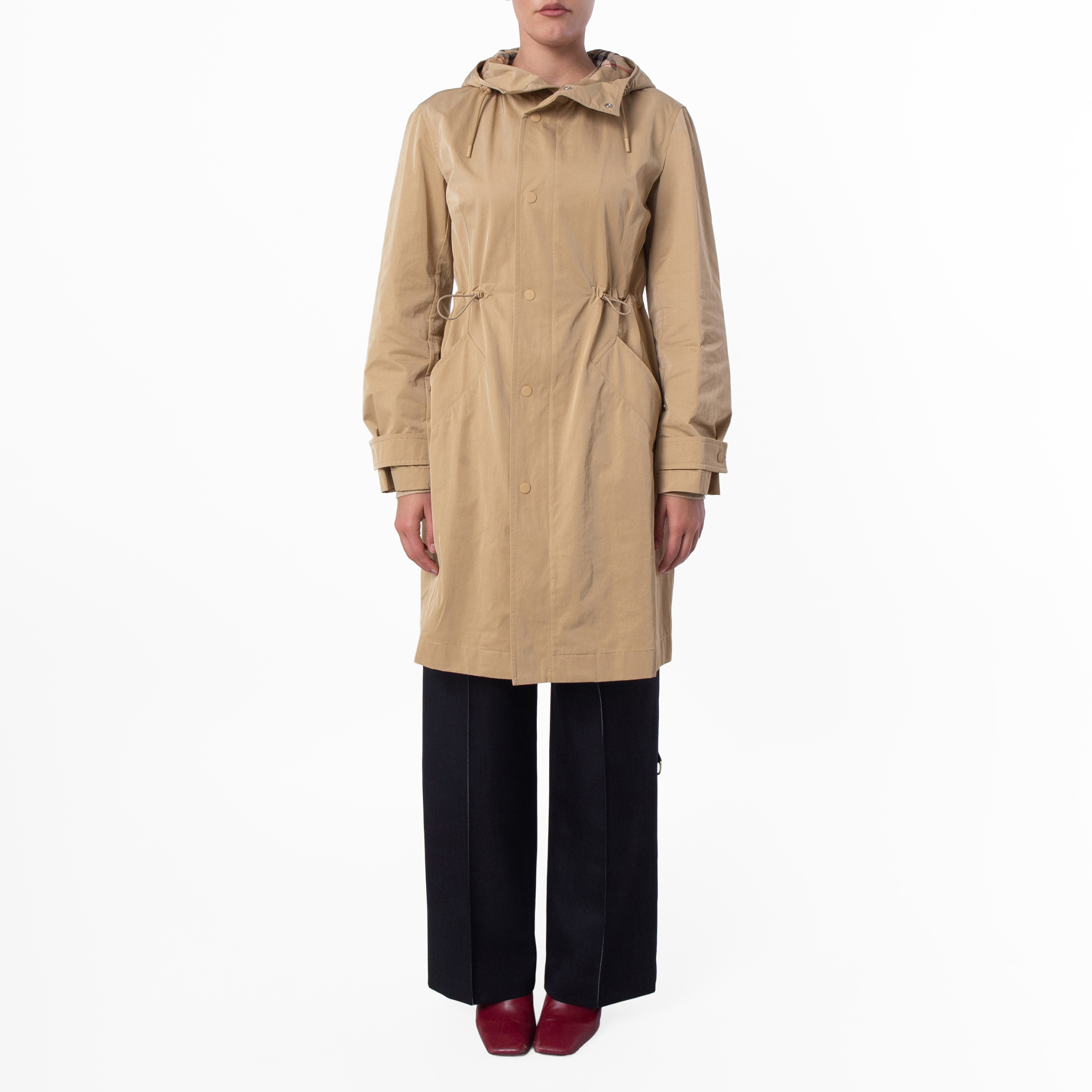 Burberry Drawcord Hood Nylon-Cotton Parka, Size X-Small 8095445
